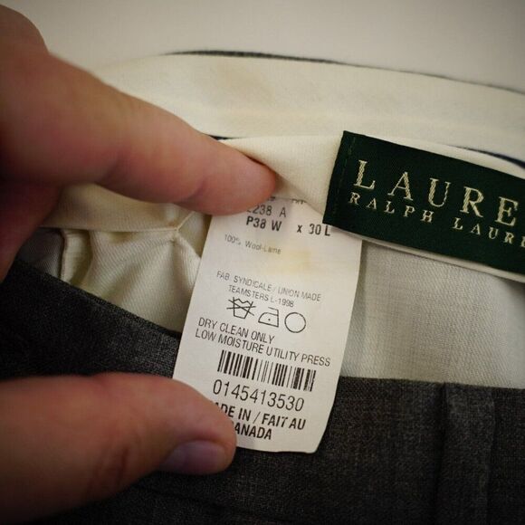 Lauren Ralph Lauren Super‎ 100's Wool Gray Flat Front Mid Rise Dress Pants 40/31 - Picture 6 of 7